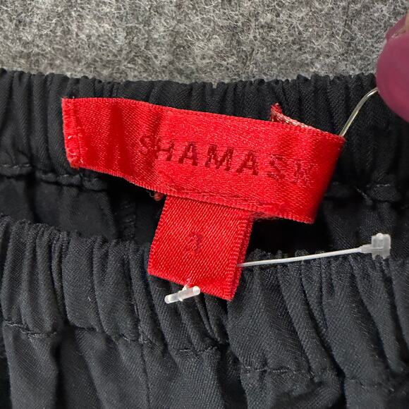 Shamask Pants Women 16 Black Viscose Cotton Pull On Ankle Split Hem Minimalist - Picture 9 of 12